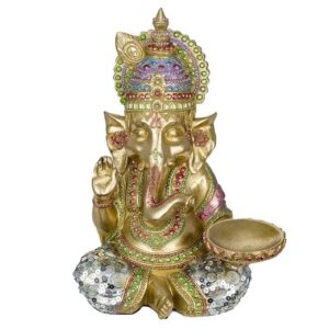Escultura de Ganesha con Portavela - Resina