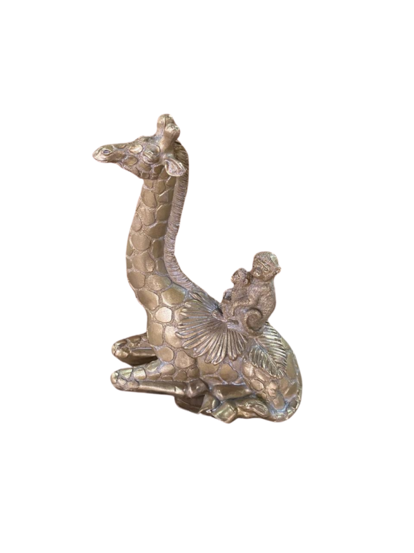 Figura Decorativa Jirafa Con Familia Chimpancé - Poliresina - Imagen 2