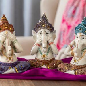 Set de Ganesha No Oye - No Habla - No Mira en Poliresina